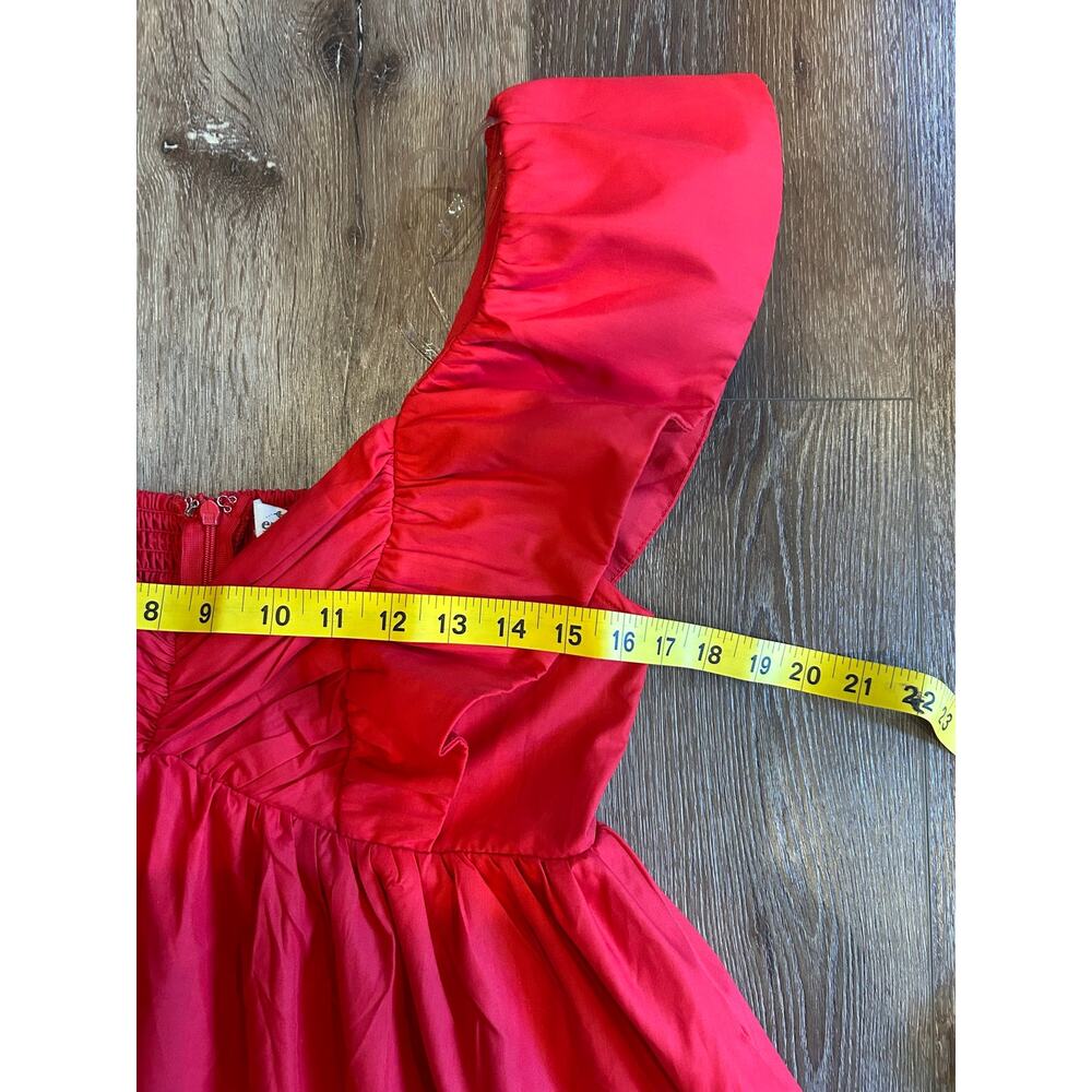 Entro Red Ruffle Sleeve Babydoll Dress Women’s Medium Puff Sleeve  NWT - Picture 7 of 10